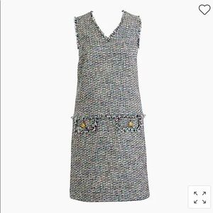 J Crew V-neck fringe sheath dress in multicolor metallic tweed